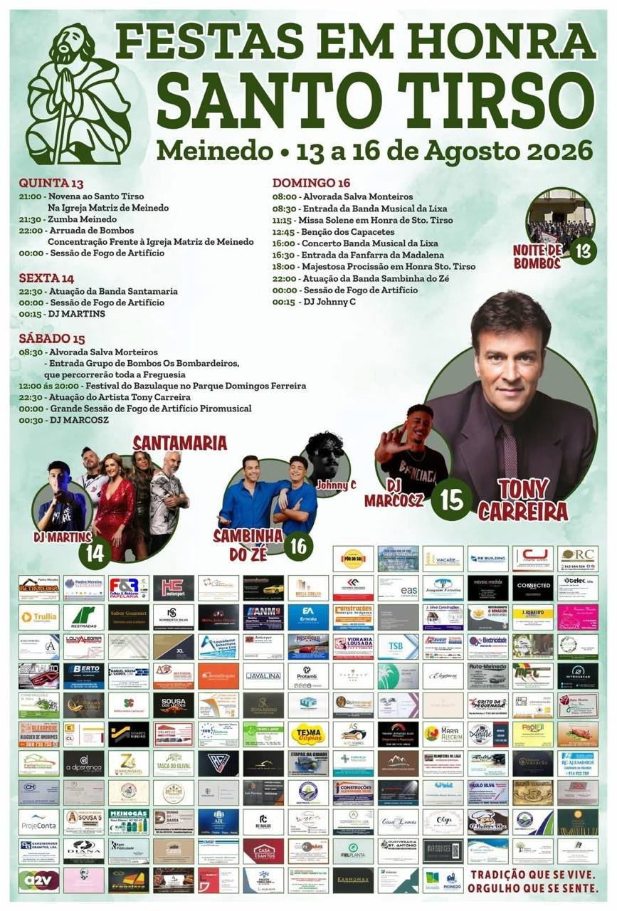 Cartaz Festas em honra de Santo Tirso 2026 - Meinedo