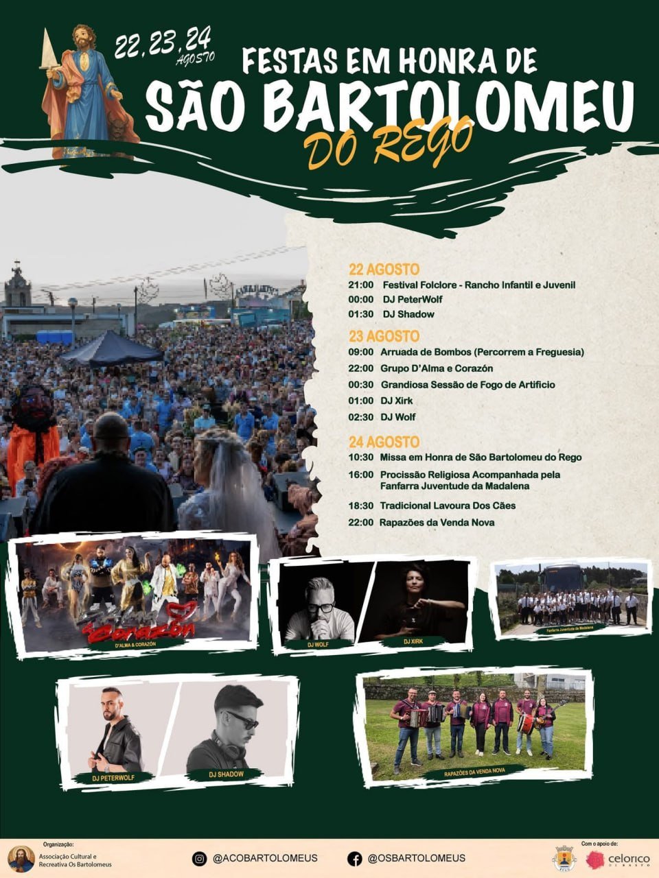 Cartaz Festas em honra de São Bartolomeu 2026 - Rego