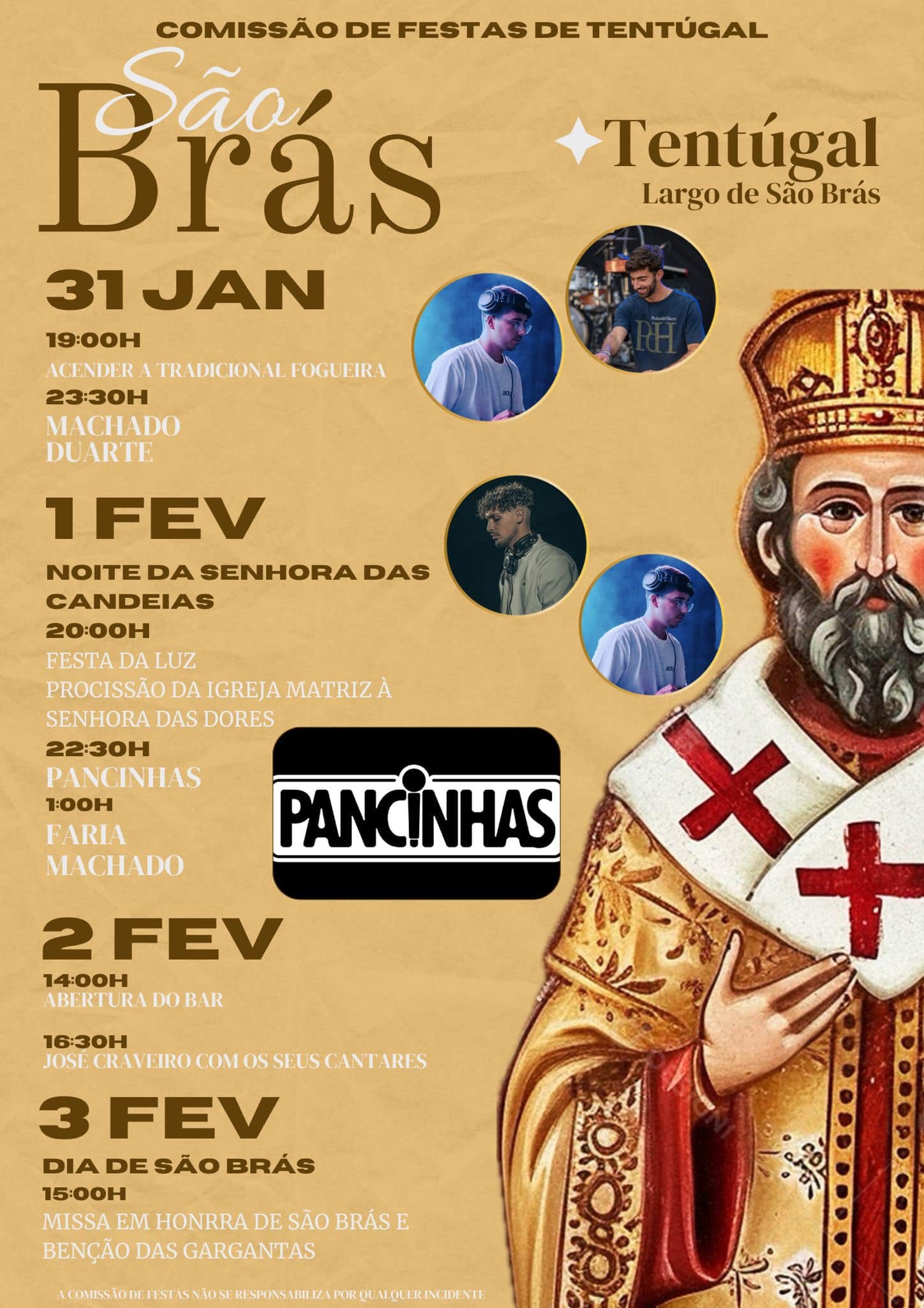 Cartaz Festas em Honra de São Brás 2025 - Tentúgal