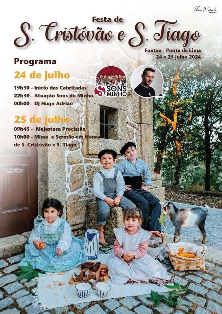 Cartaz FESTAS EM HONRA DE SÃO CRISTOVÃO E SÃO TIAGO 2024 - Ponte de Lima
