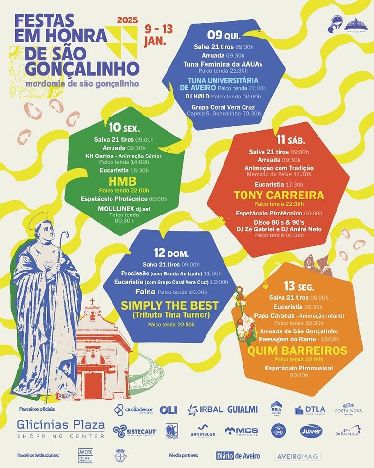Cartaz Festas em Honra de São Gonçalinho 2025 - Aveiro