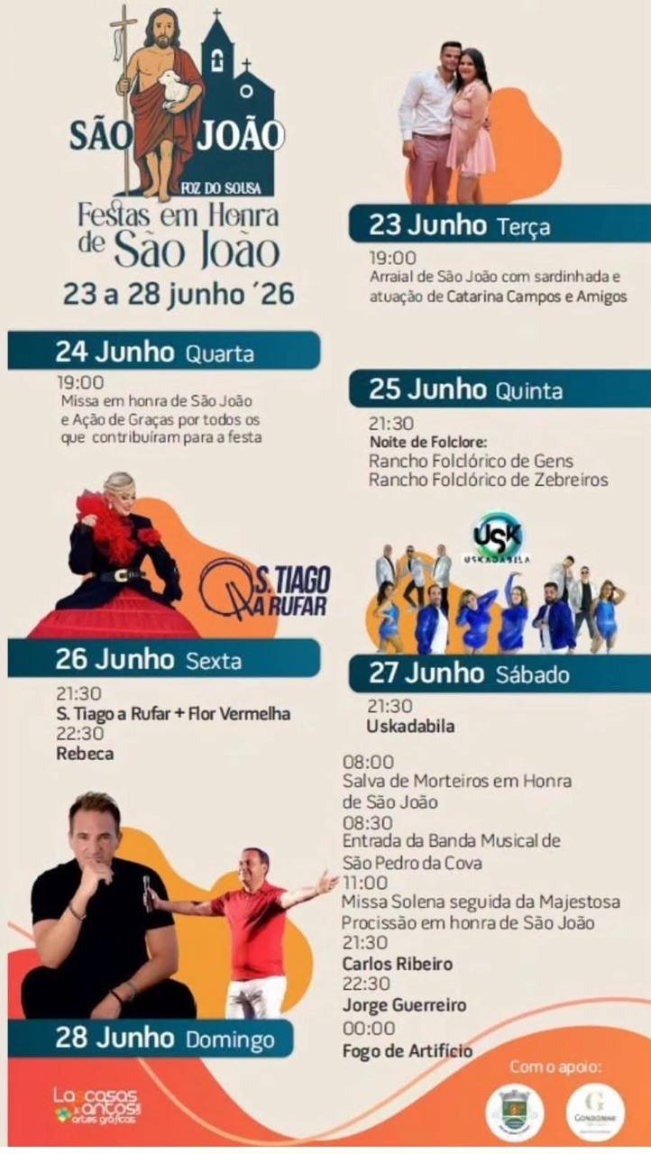 Cartaz Festas em Honra de São João 2026 - Foz do Sousa