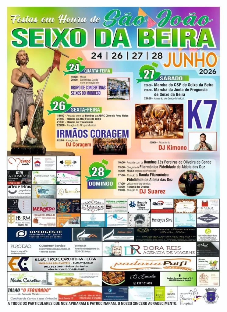 Cartaz Festas em honra de São João 2026 - Seixo da Beira