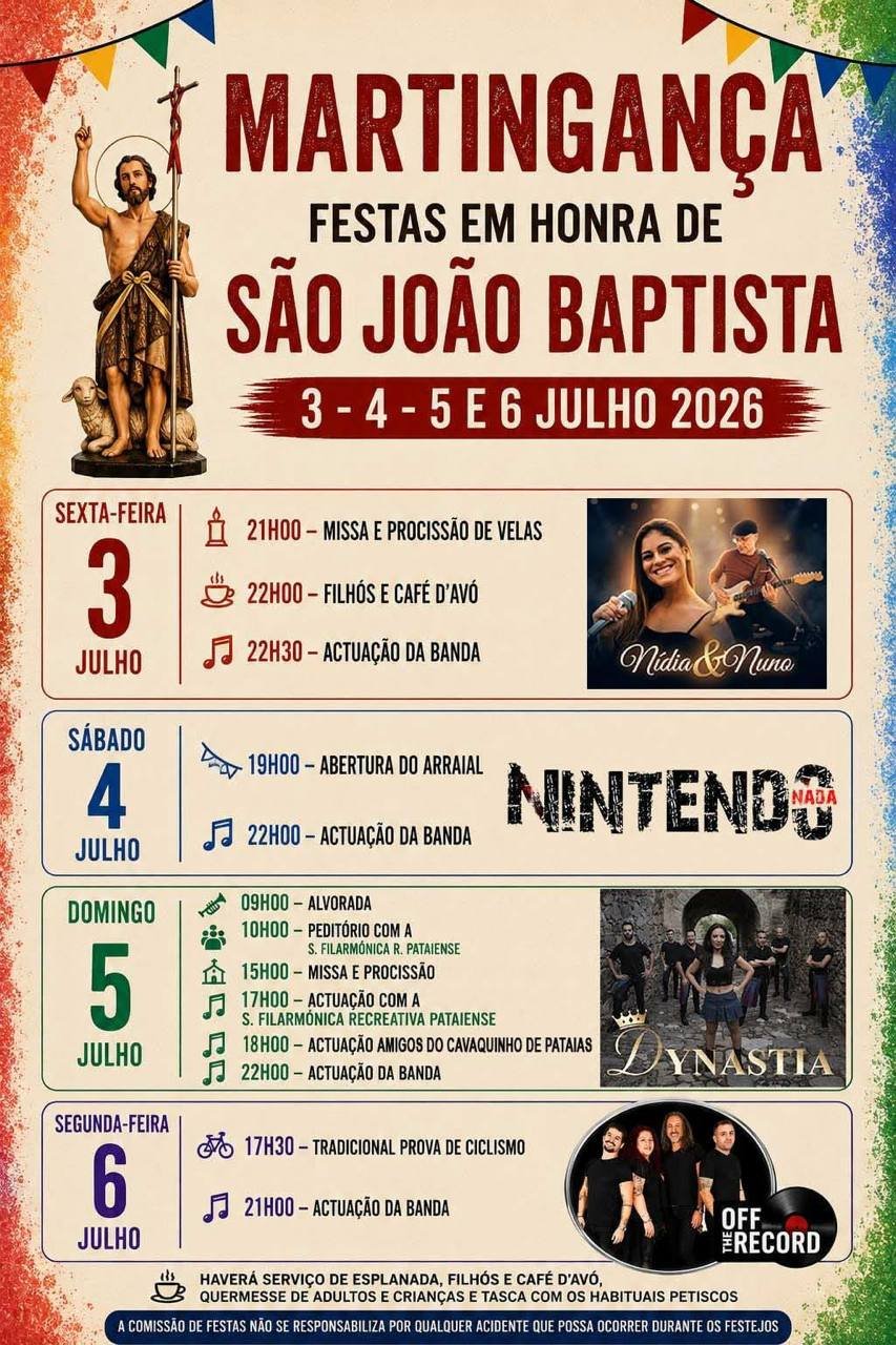 Cartaz Festas em honra de São João Baptista 2026 - Martingança