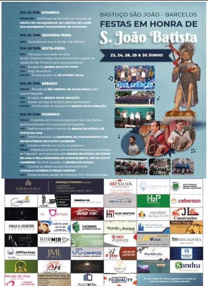 Cartaz Festas em Honra de São João Batista 2024 - Bastuço São João