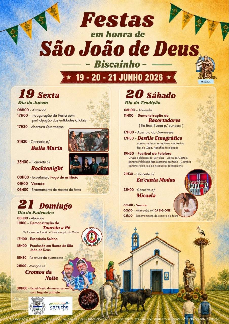 Cartaz Festas em honra de São João de Deus 2026 - Biscainho