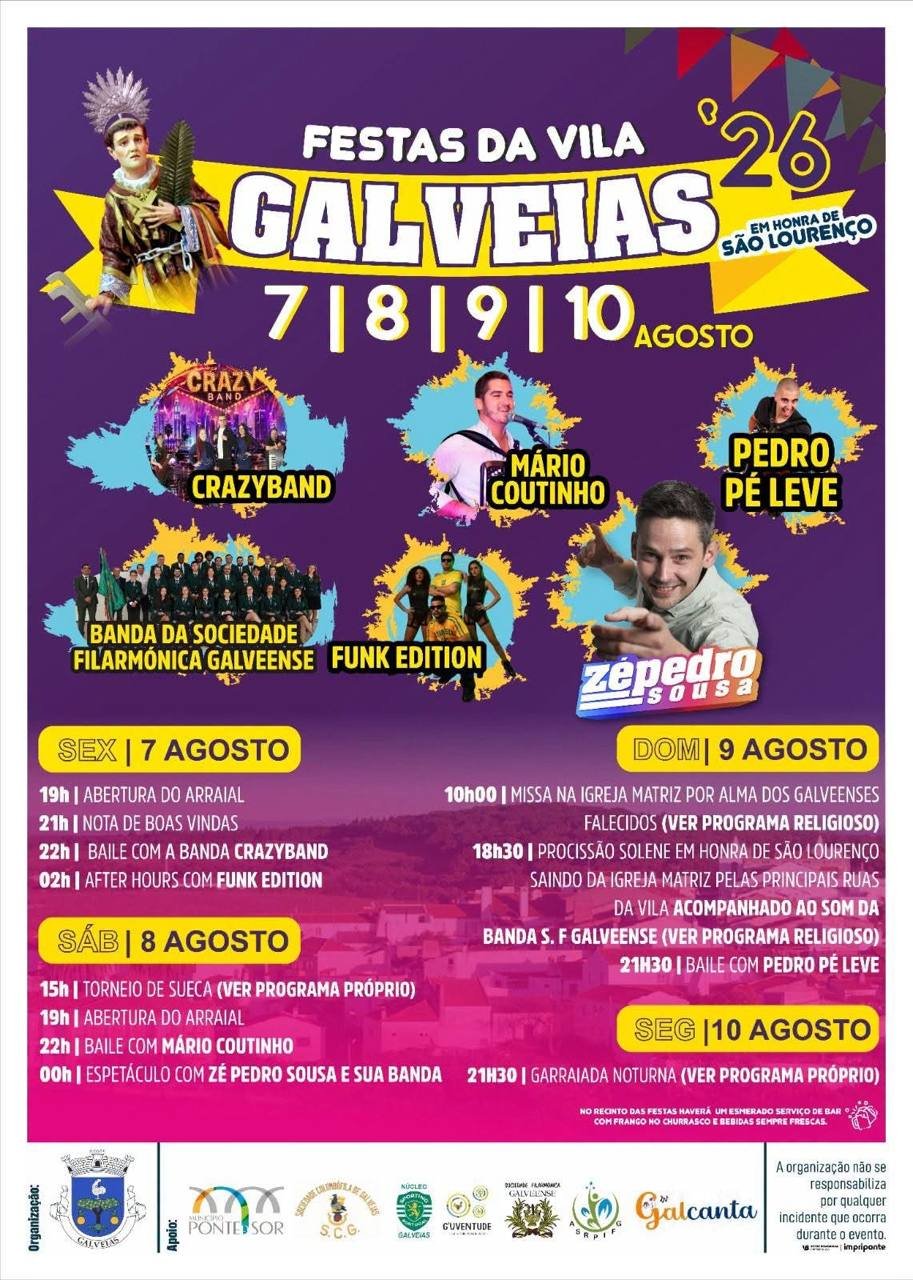 Cartaz Festas em honra de São Lourenço 2026 - Galveias