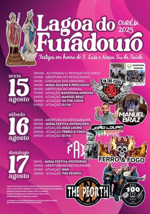 Cartaz Festas em Honra de São Luis 2025 - Lagoa do Furadouro