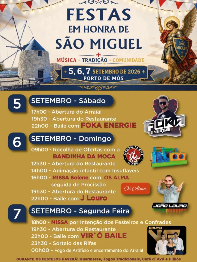 Cartaz Festas em honra de São Miguel 2026 - Porto de Mós