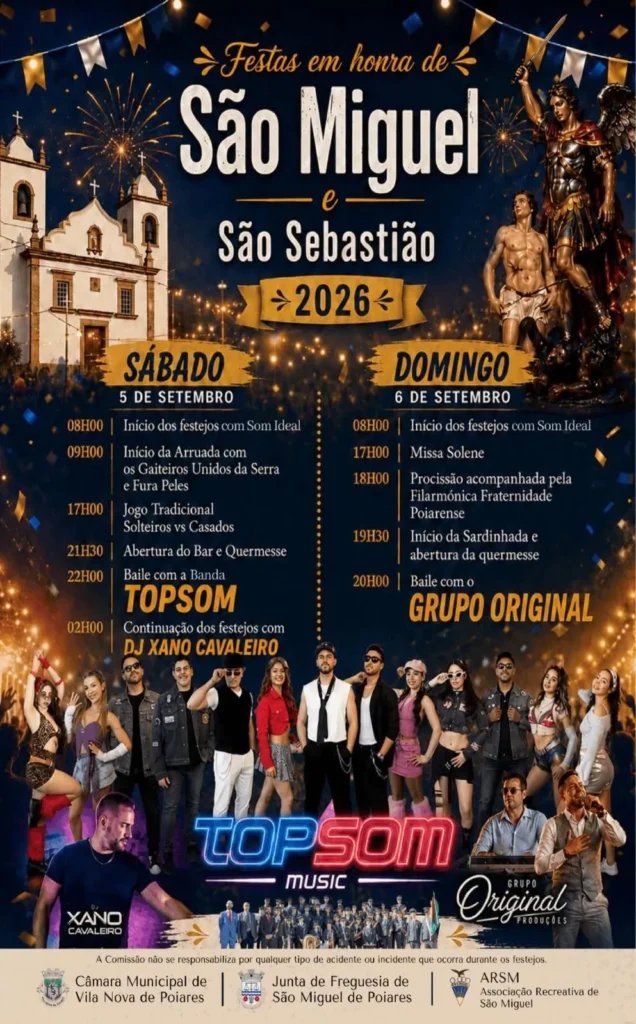 Cartaz Festas em honra de São Miguel e São Sebastião 2026 - São Miguel de Poiares