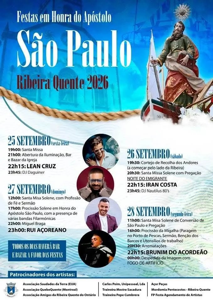 Cartaz Festas em honra de São Paulo 2026 - Ribeira Quente