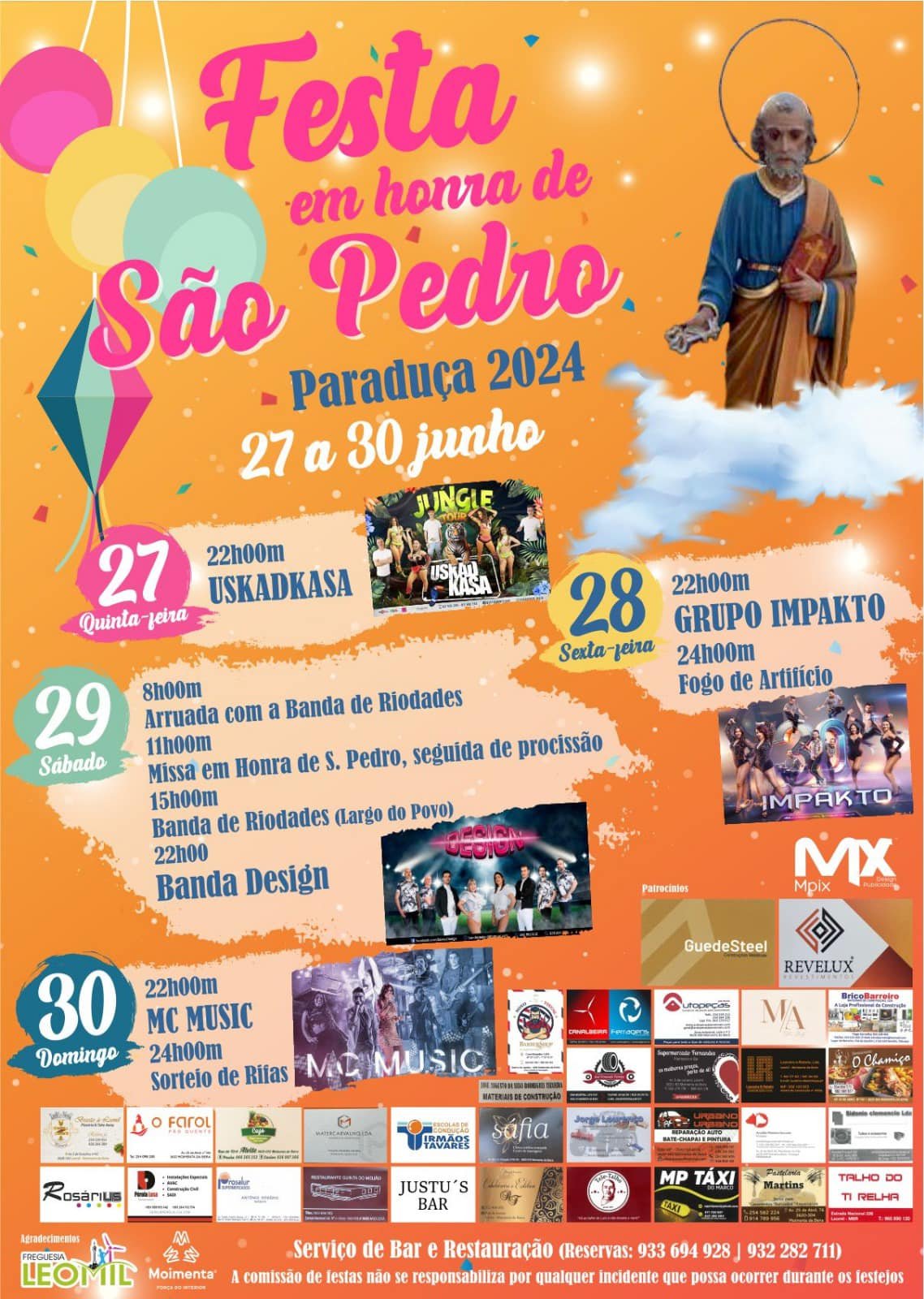 Cartaz Festas em Honra de São Pedro 2024 - Paraduça