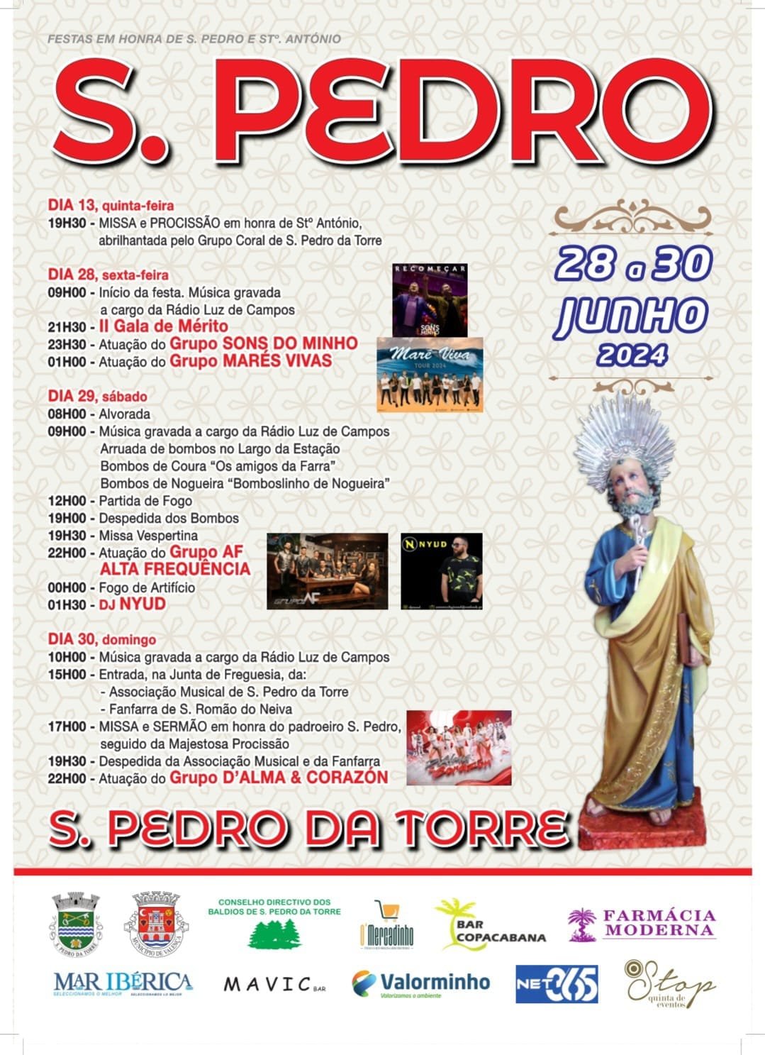 Cartaz Festas em Honra de São Pedro 2024 - São Pedro da Torre