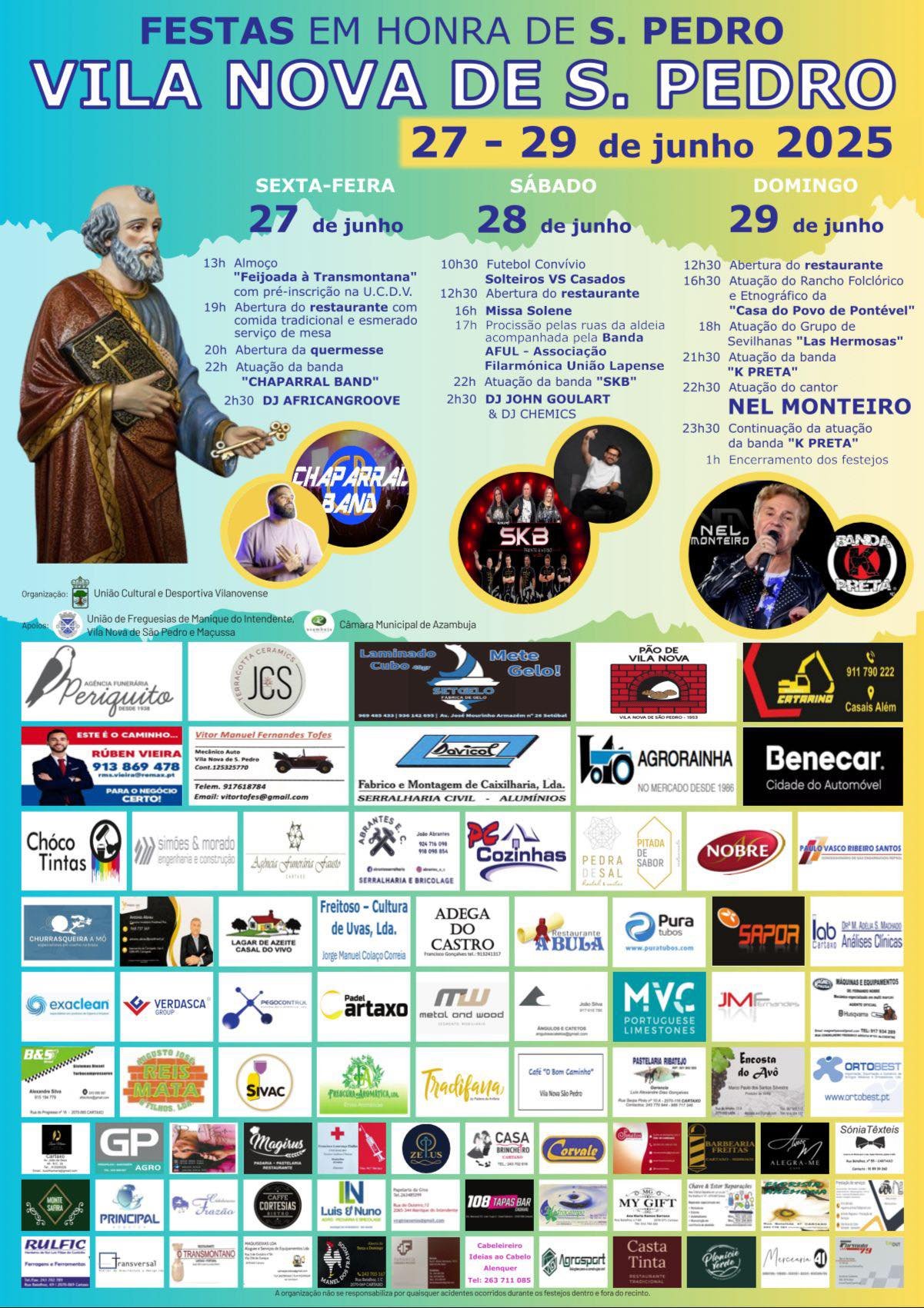 Cartaz Festas em Honra de São Pedro 2025 - Vila Nova de São Pedro