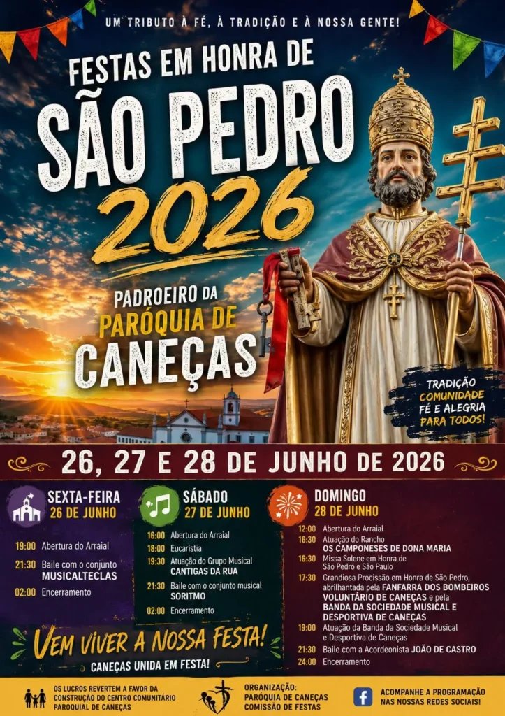 Cartaz Festas em honra de São Pedro 2026 - Caneças