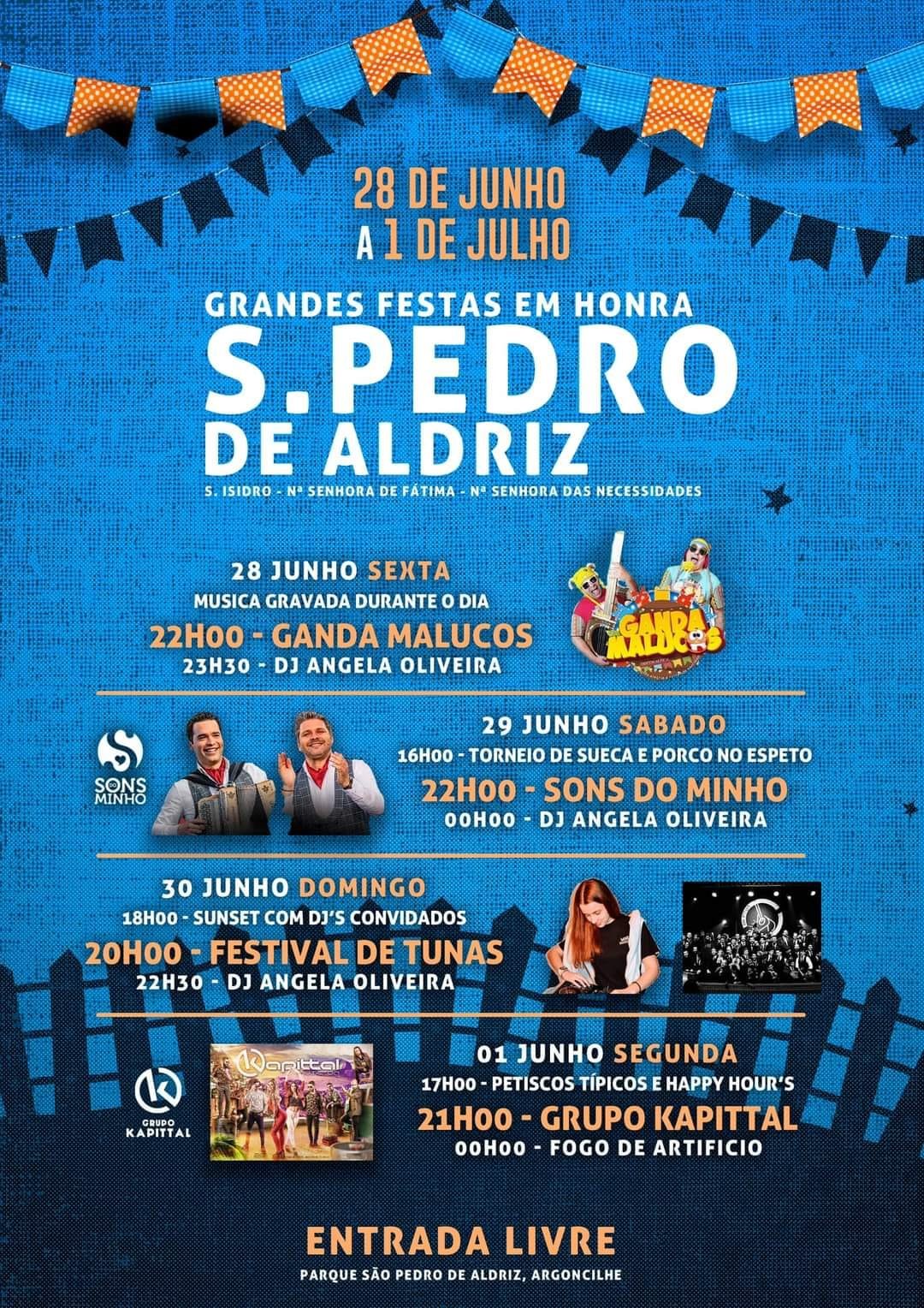 Cartaz Festas em Honra de São Pedro de Aldriz 2024 - Argoncilhe