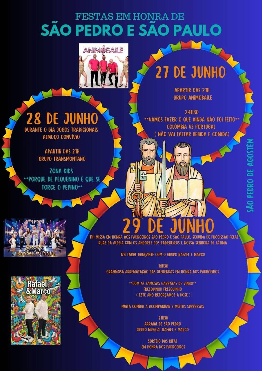 Cartaz Festas em honra de São Pedro e São Paulo 2026 - São Pedro de Agostém