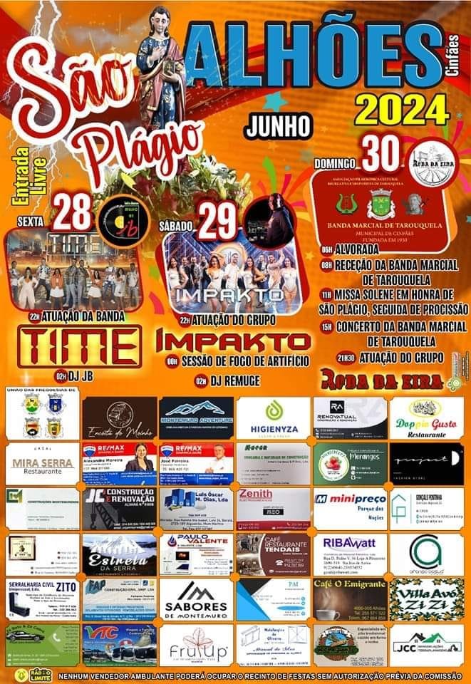 Cartaz Festas em Honra de São Plágio 2024 - Alhões