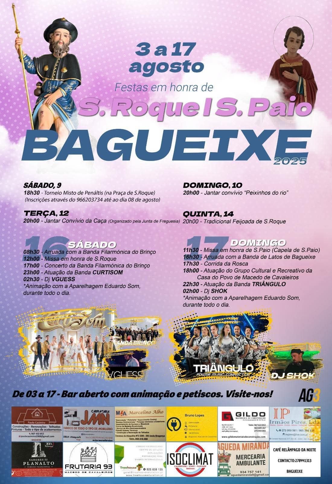 Cartaz Festas em Honra de São Roque 2025 - Bagueixe