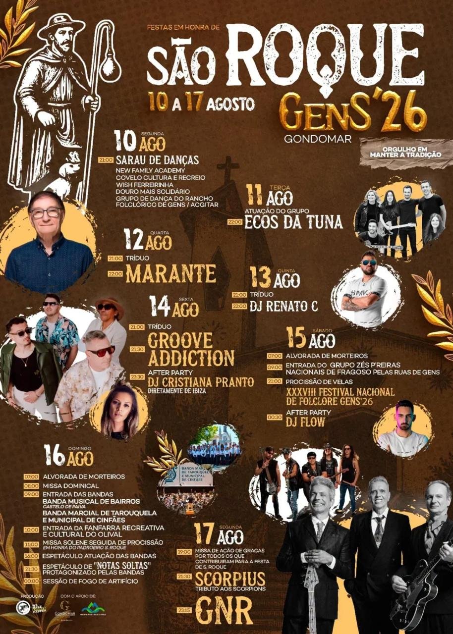 Cartaz Festas em honra de São Roque 2026 - Gens