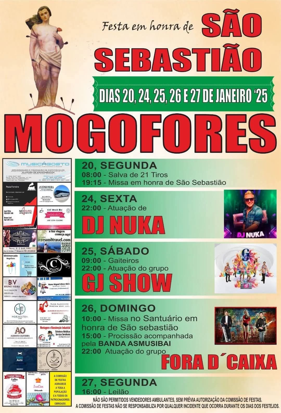 Cartaz Festas em Honra de São Sebastião 2025 - Mogofores
