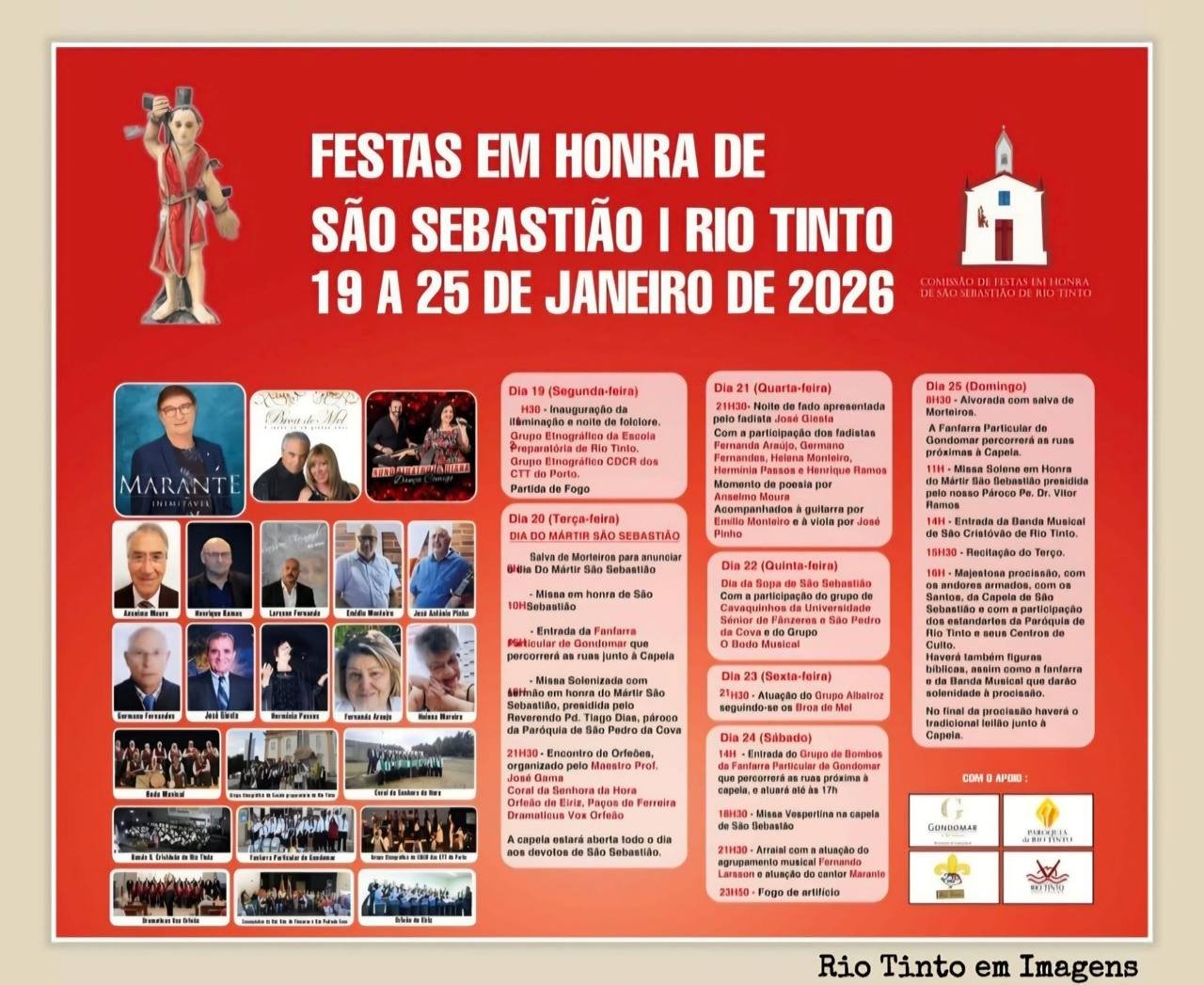 Cartaz Festas em honra de São Sebastião 2026 - Rio Tinto