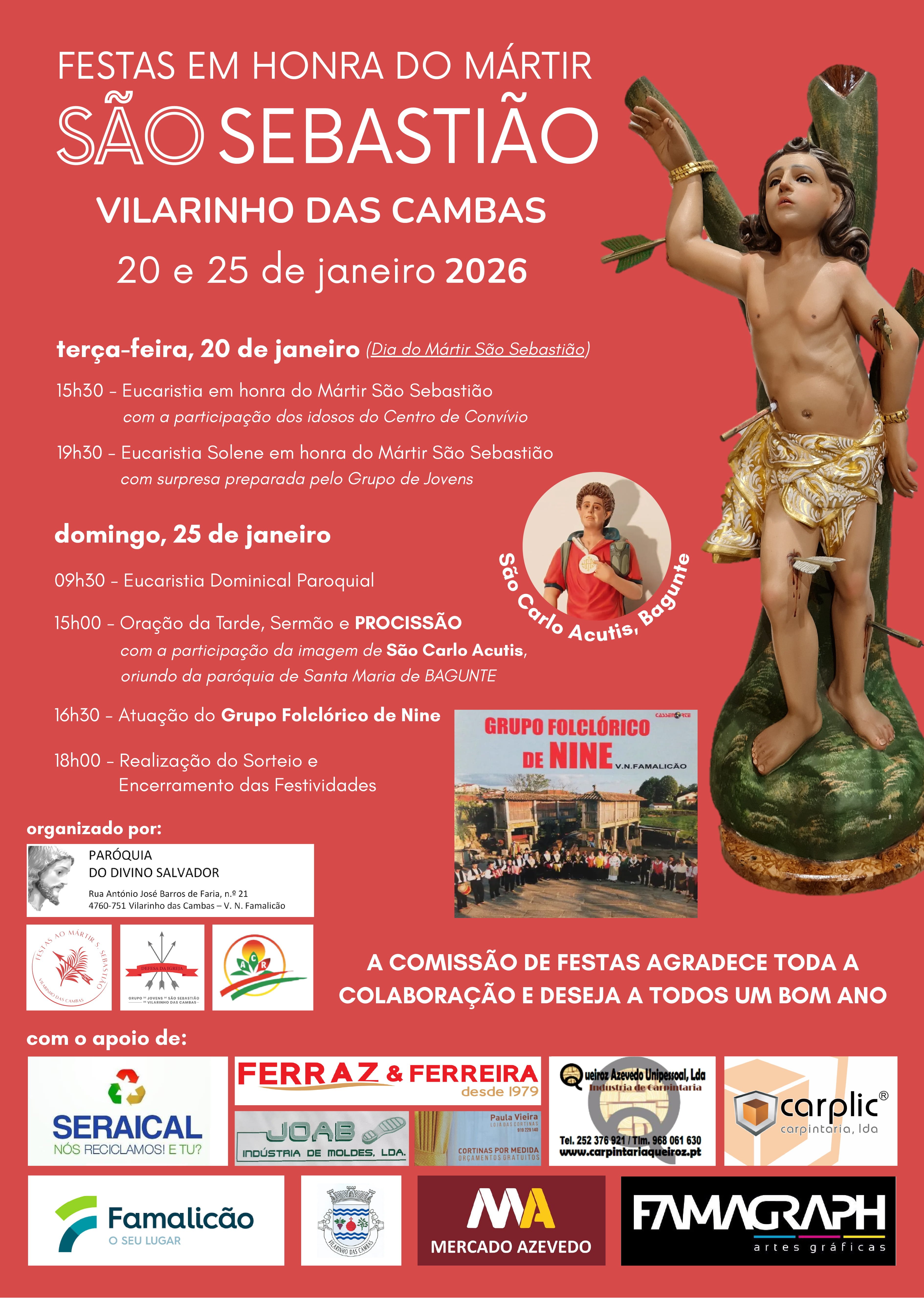 Cartaz Festas em honra de São Sebastião 2026 - Vilarinho das Cambas