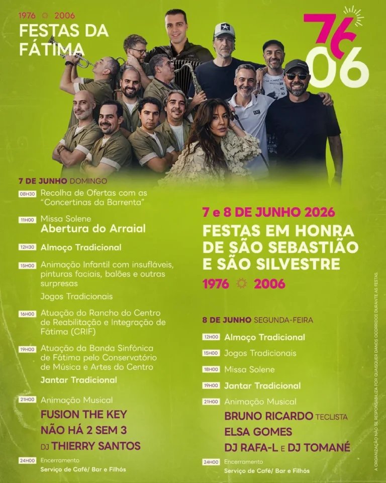 Cartaz Festas em honra de São Sebastião e São Silvestre 2026 - Fátima