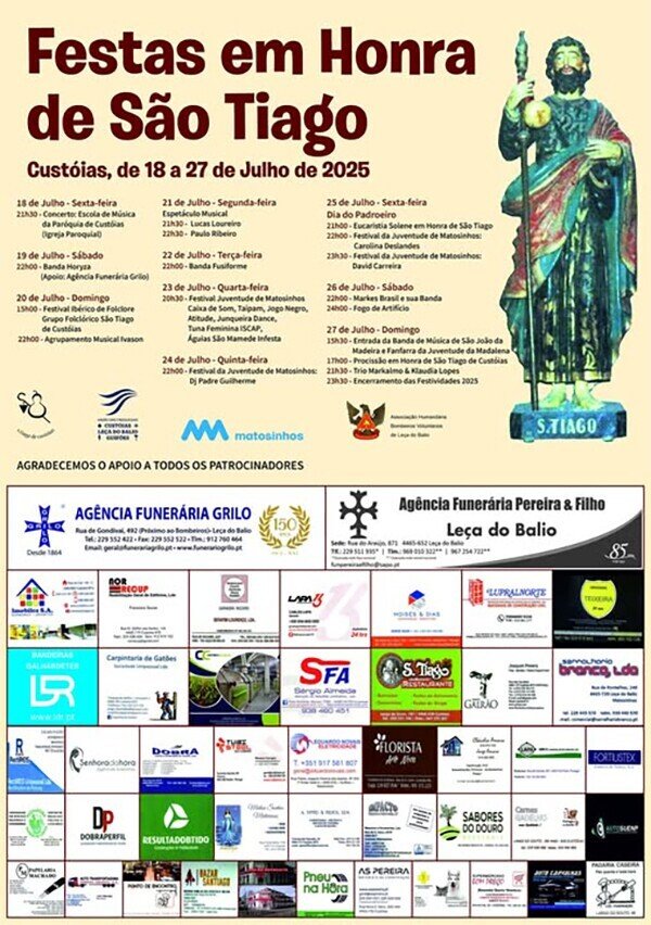 Cartaz Festas em Honra de São Tiago 2025 - Custóias