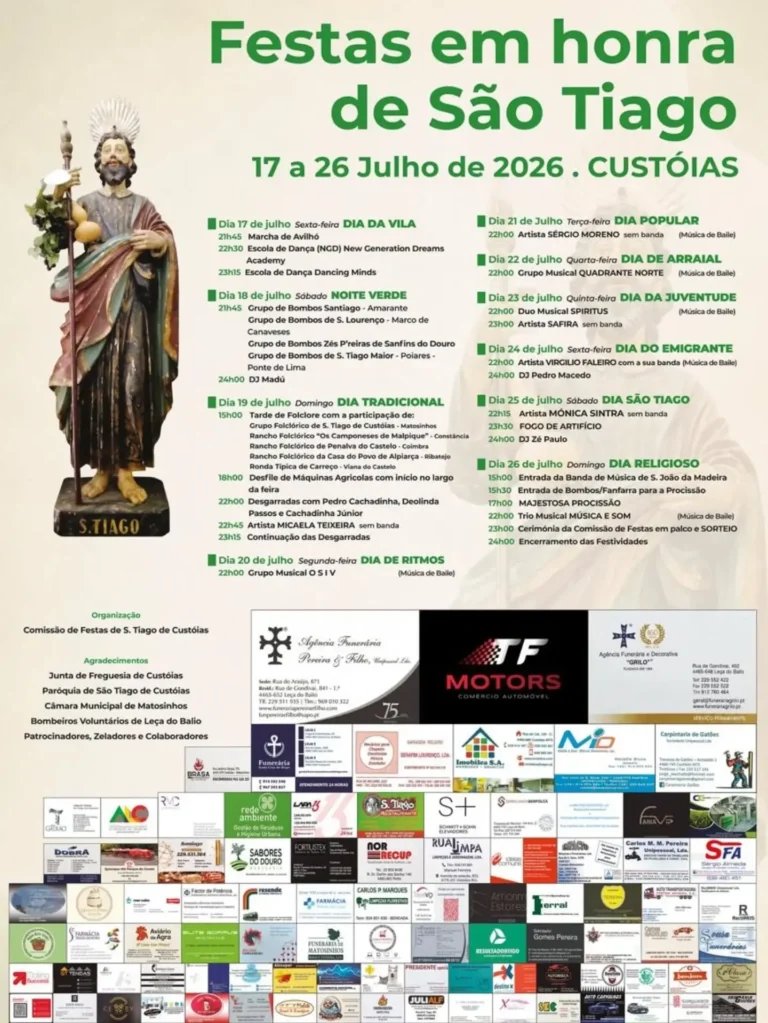 Cartaz Festas em honra de São Tiago 2026 - Custóias