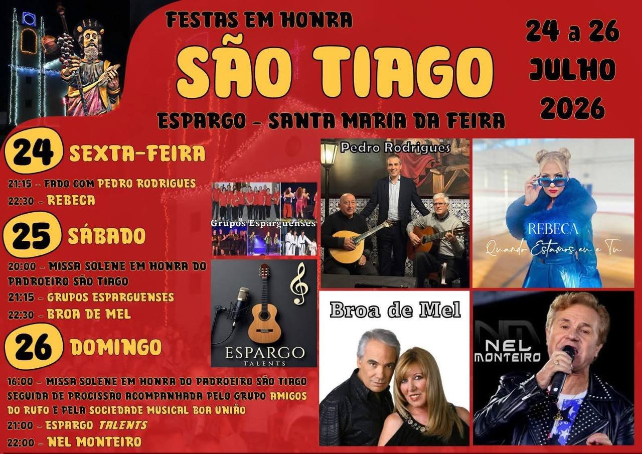 Cartaz Festas em honra de São Tiago 2026 - Espargo
