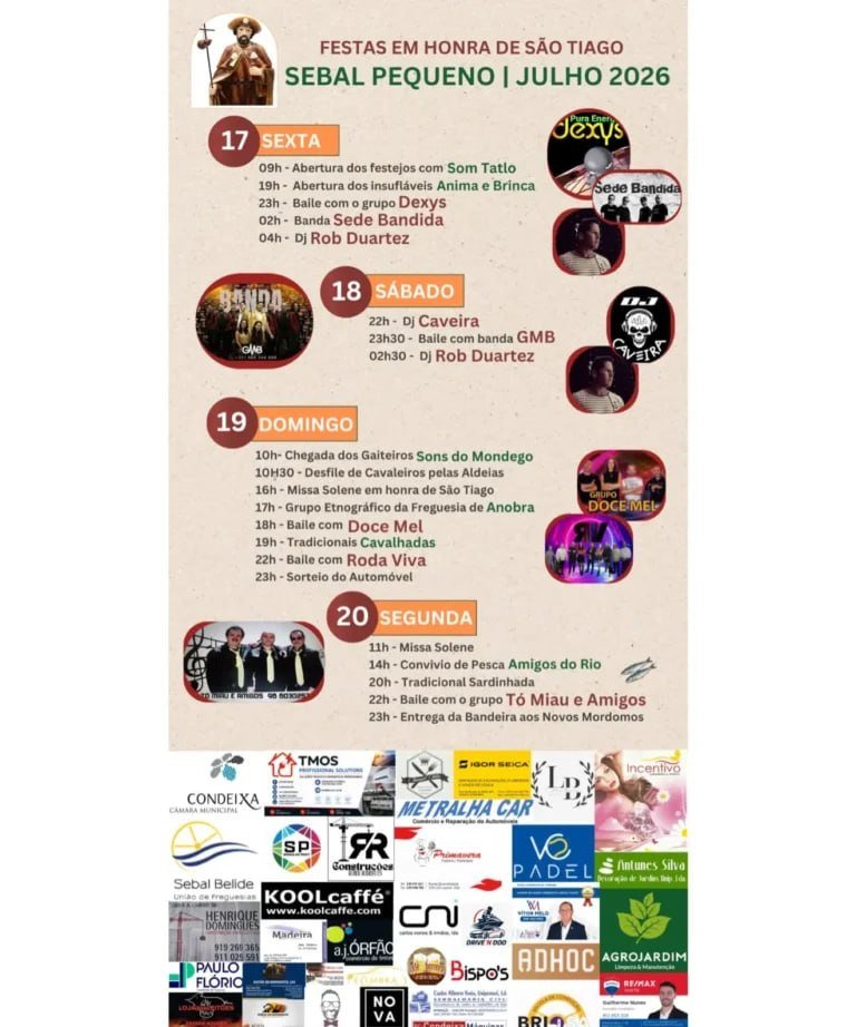 Cartaz Festas em honra de São Tiago 2026 - Sebal Pequeno