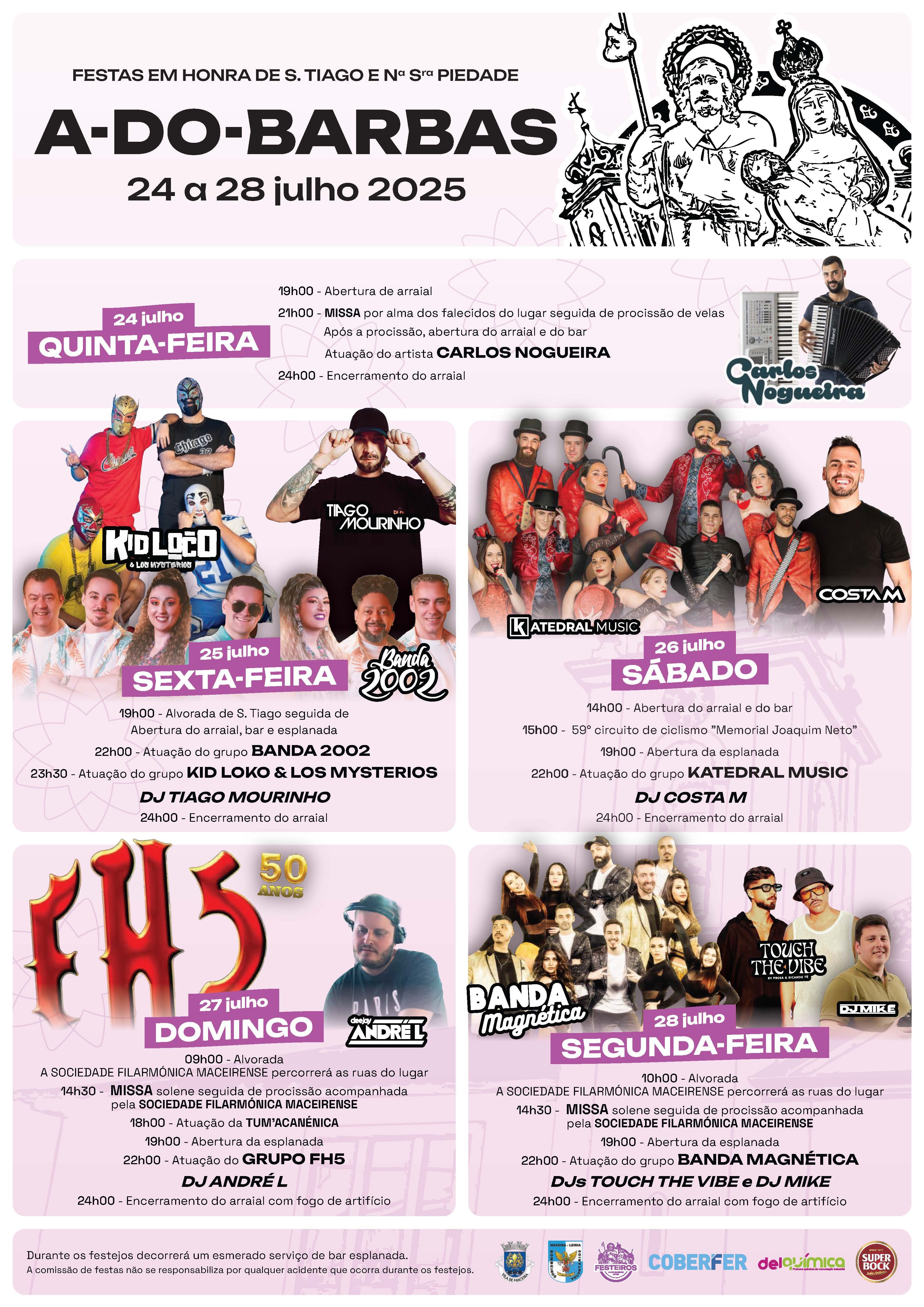 Cartaz Festas em Honra de São Tiago e Nossa Senhora da Piedade 2025 - Leiria