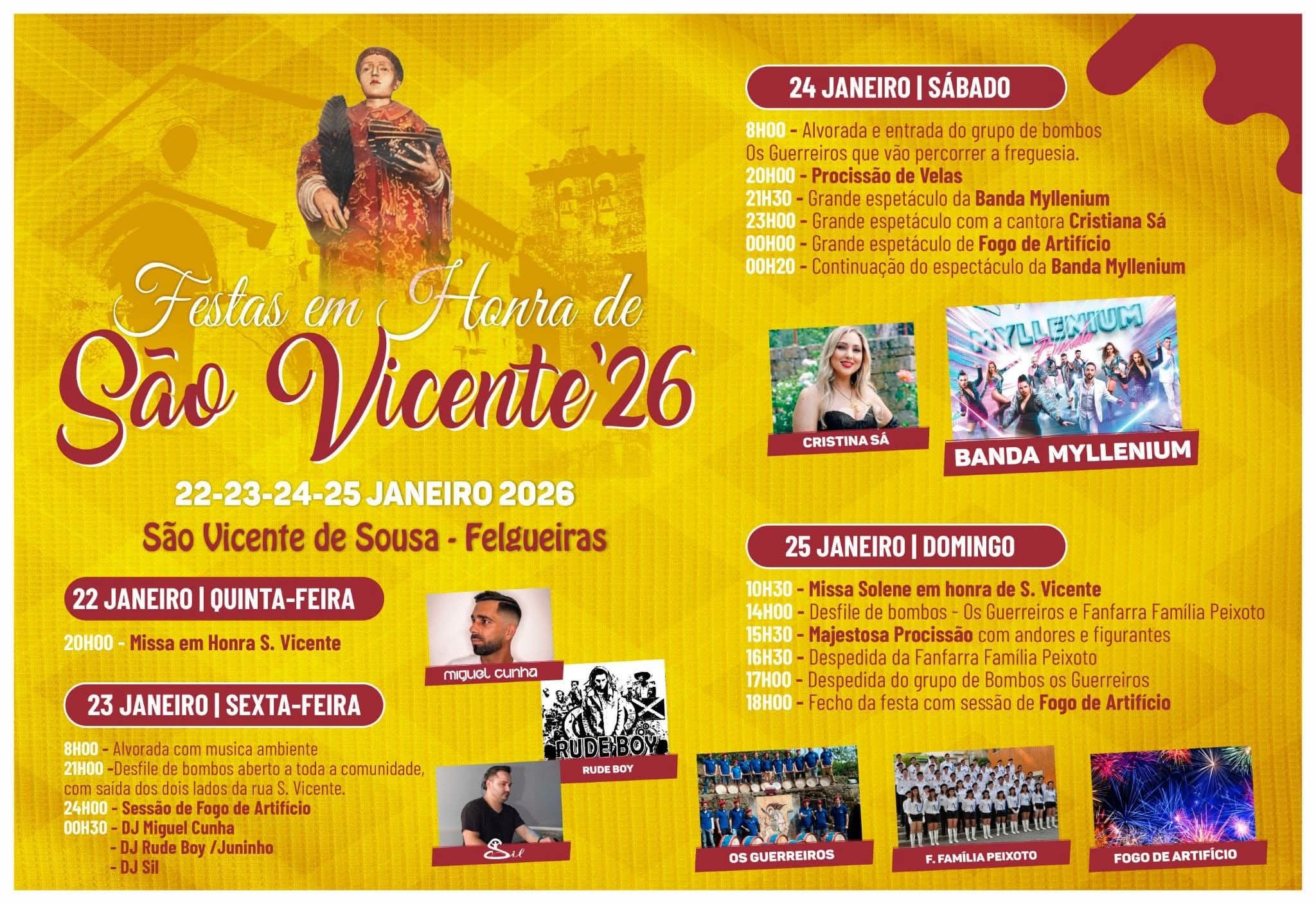 Cartaz Festas em Honra de São Vicente 2026 - São Vicente de Sousa
