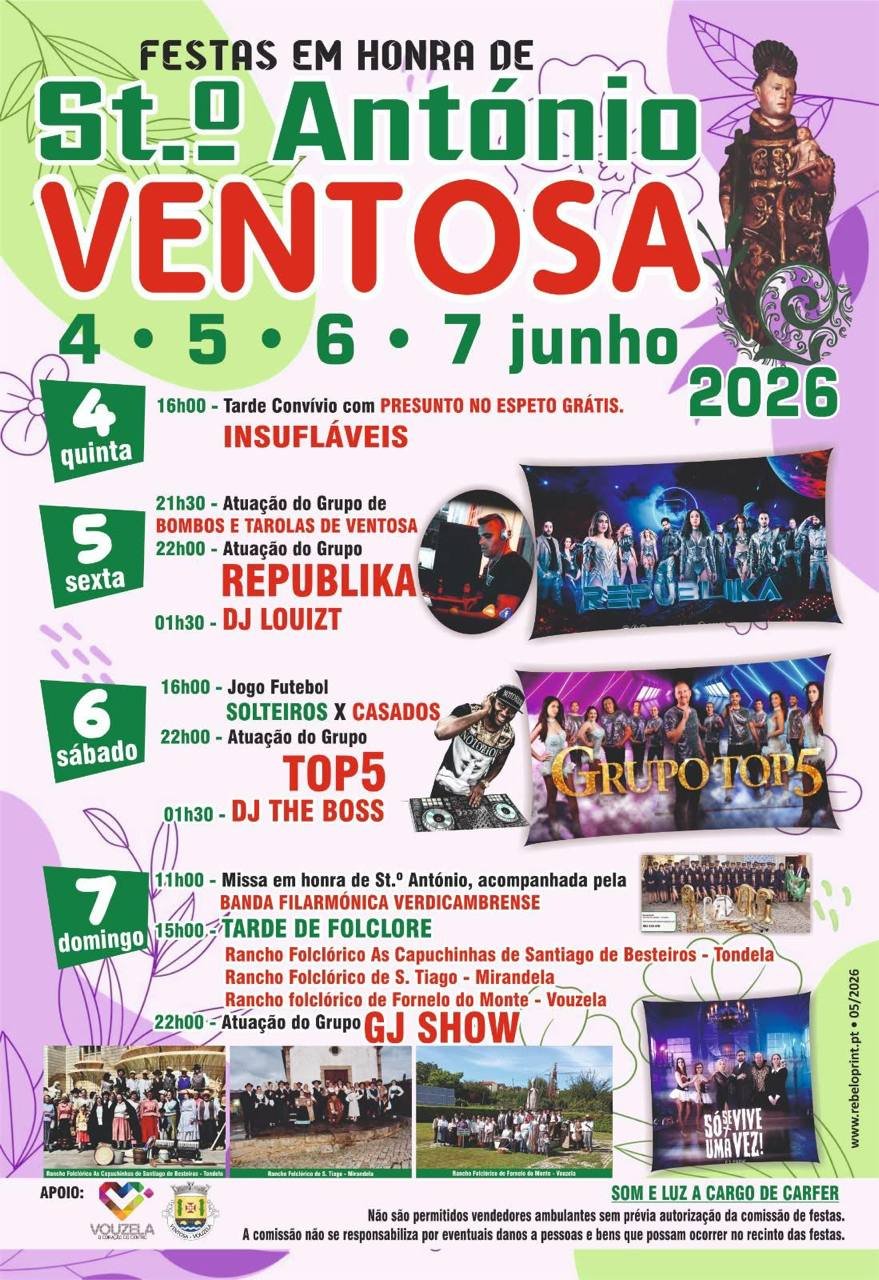 Cartaz Festas em honra de St.º António 2026 - Ventosa
