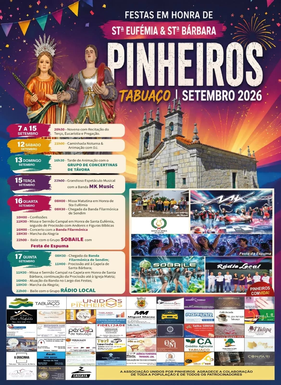 Cartaz Festas em honra de Stª Eufémia & Stª Bárbara 2026 - Pinheiros