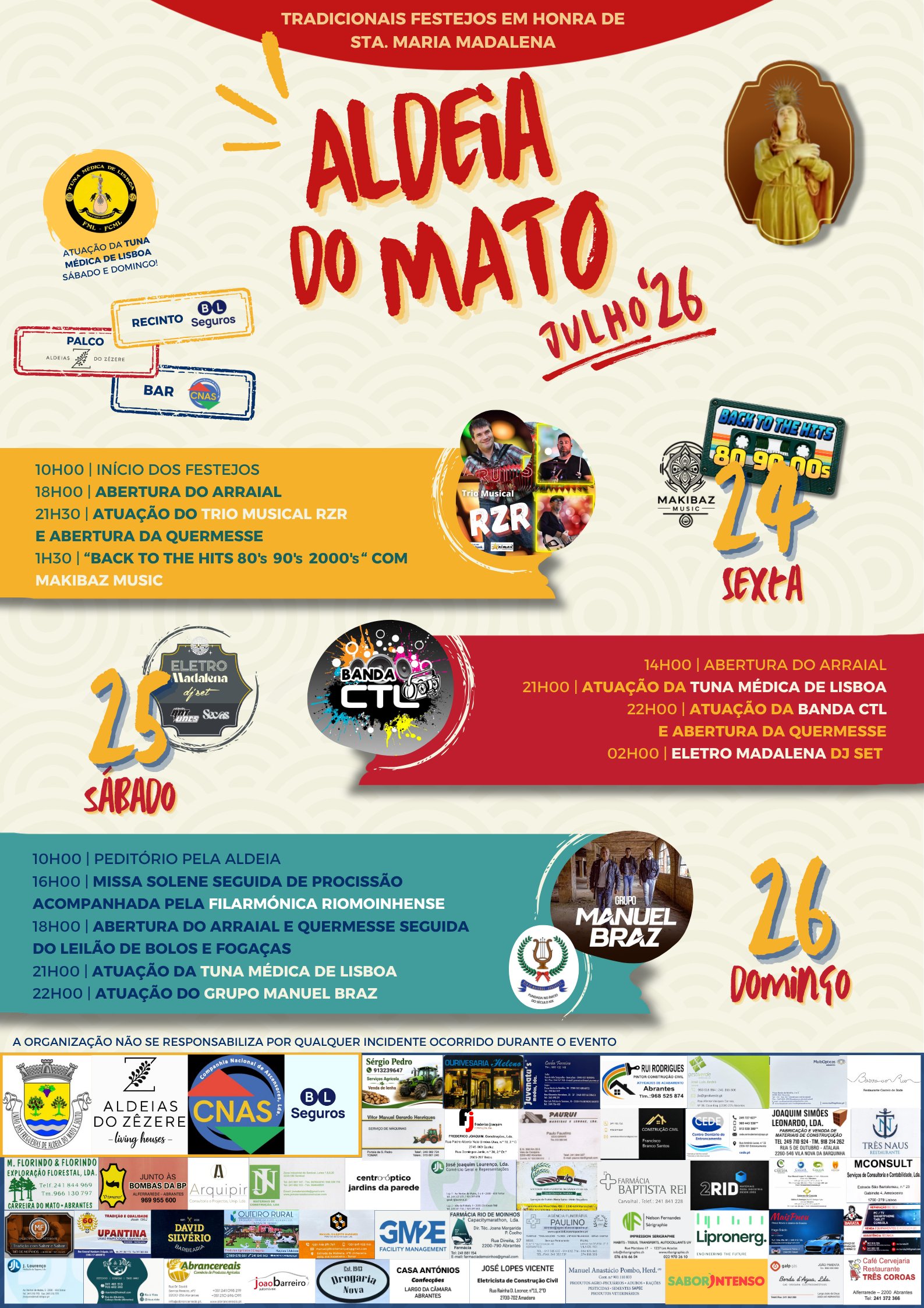 Cartaz Festas em Honra de St.ª Maria Madalena 2026-  Aldeia do Mato