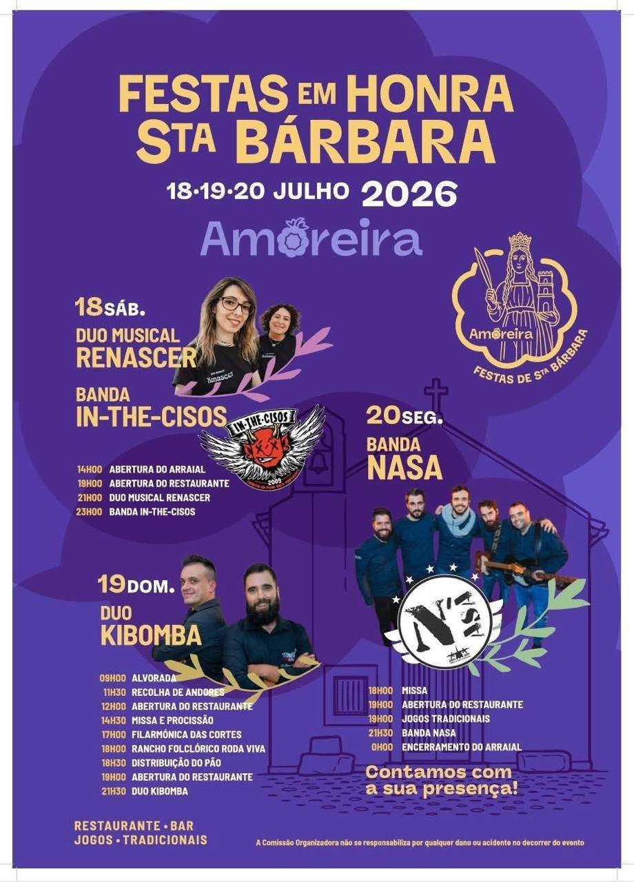 Cartaz Festas em honra de Sta Bárbara 2026 - Amoreira