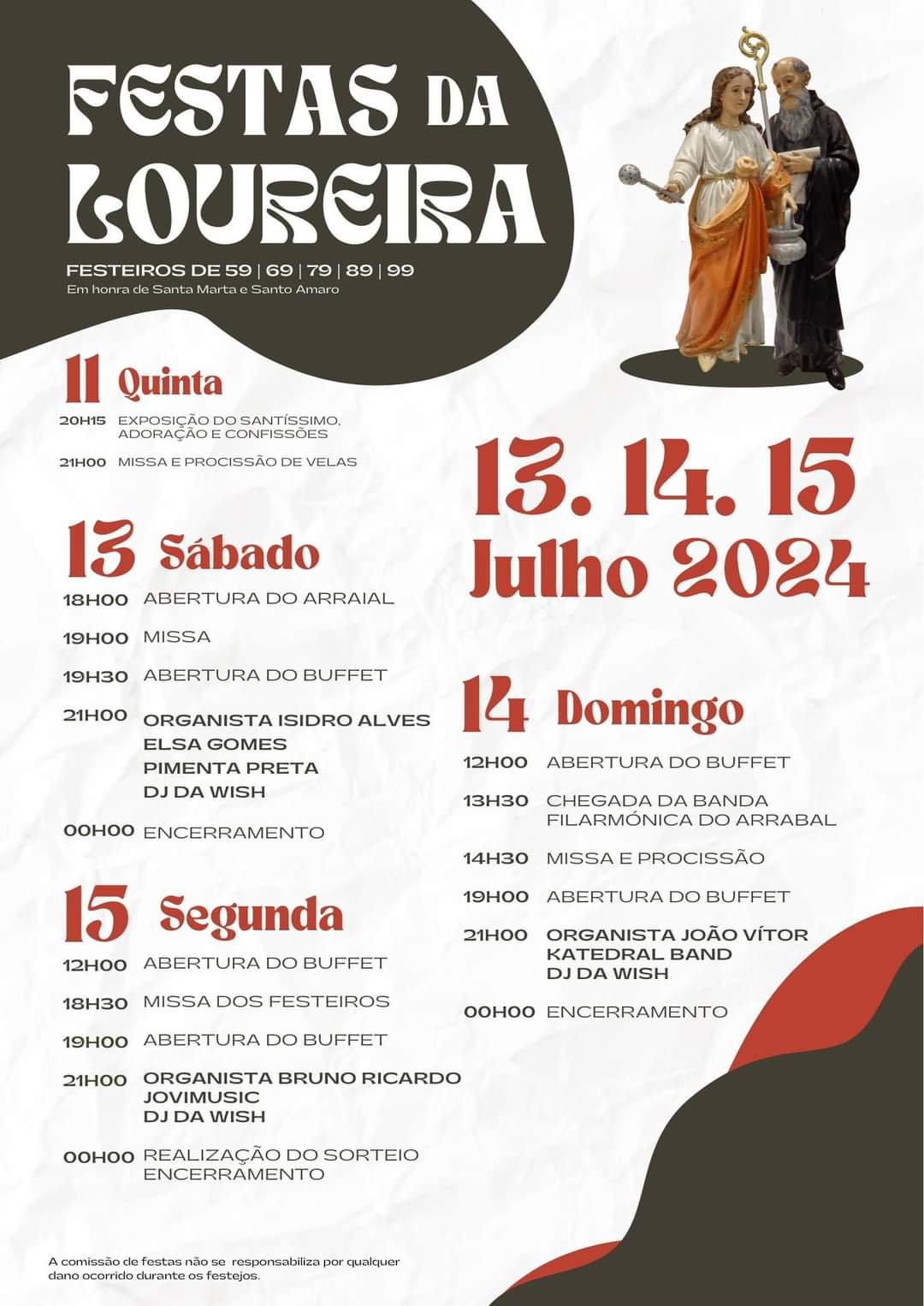 Cartaz Festas em Honra de Sta Marta e Sto Amaro 2024 - Loureira 