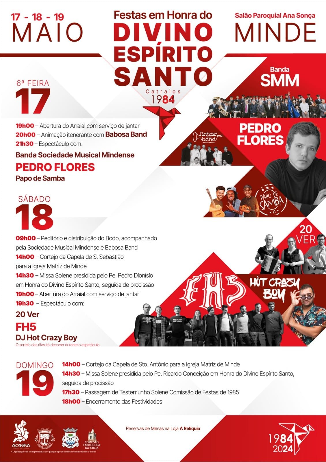 Cartaz Festas em Honra do Divino Espírito Santo 2024 - Minde