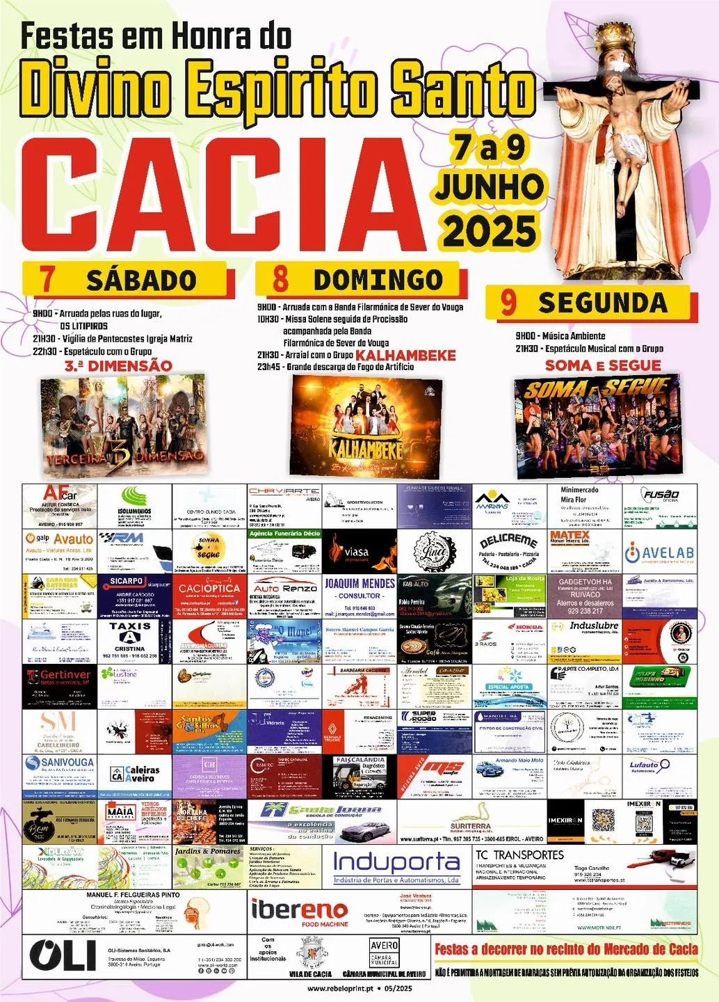 Cartaz Festas em Honra do Divino Espirito Santo 2025 - Cacia