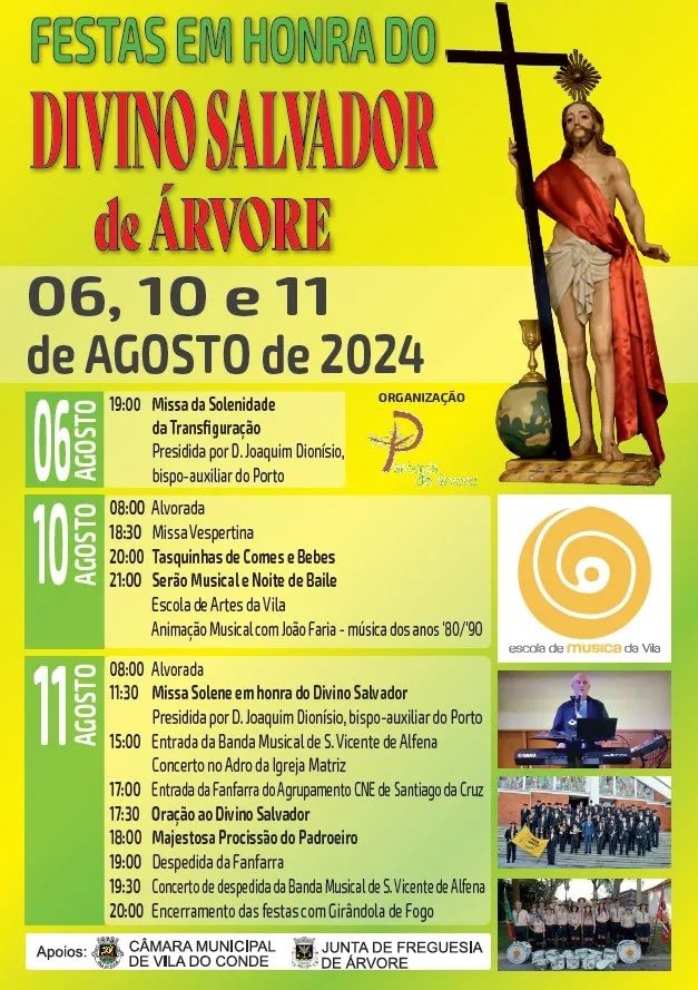Cartaz Festas em Honra do Divino Salvador de Árvore 2024 - Vila do Conde