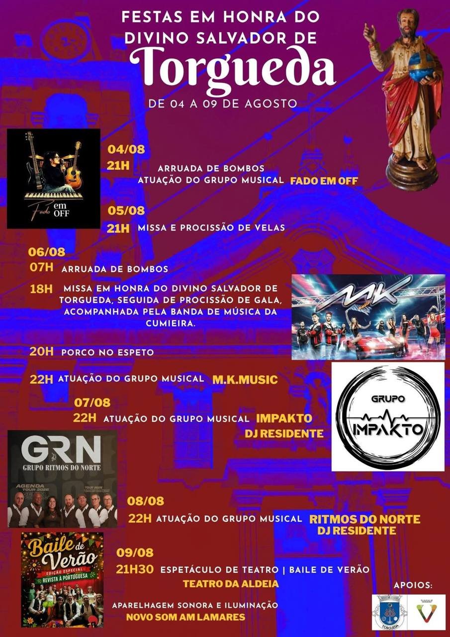 Cartaz Festas em honra do Divino Salvador de Torgueda 2026 - Torgueda