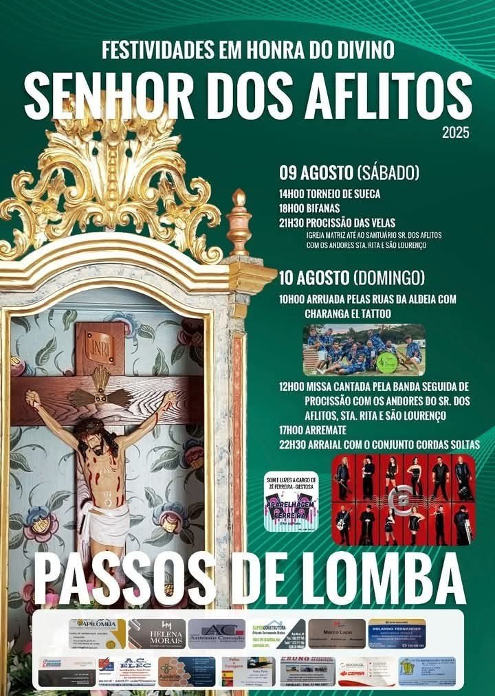 Cartaz Festas em Honra do Divino Senhor dos Aflitos 2025 - Passos de Lomba