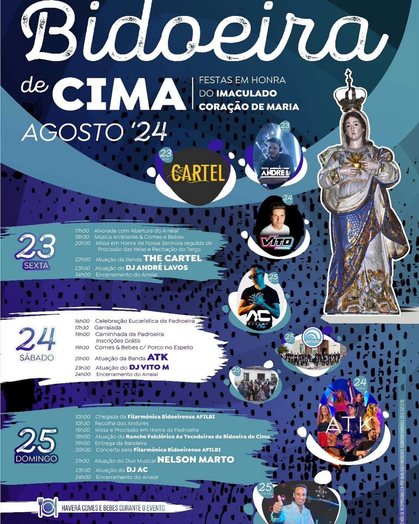 Cartaz Festas em Honra do Imaculado Coração de Maria 2024 - Bidoeira de Cima