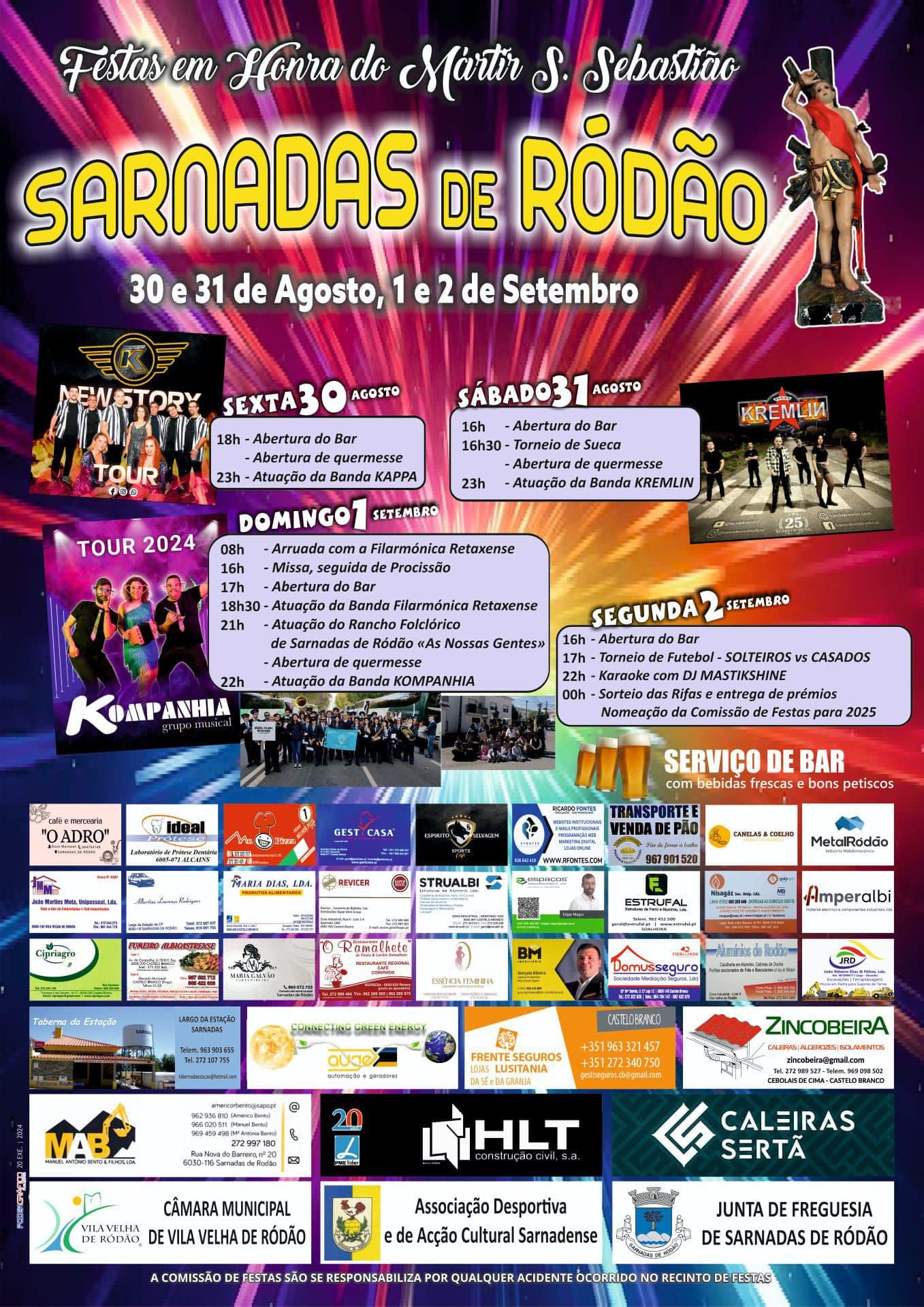 Cartaz Festas em Honra do Mártir de São Sebastião 2024 - Sernadas de Ródão