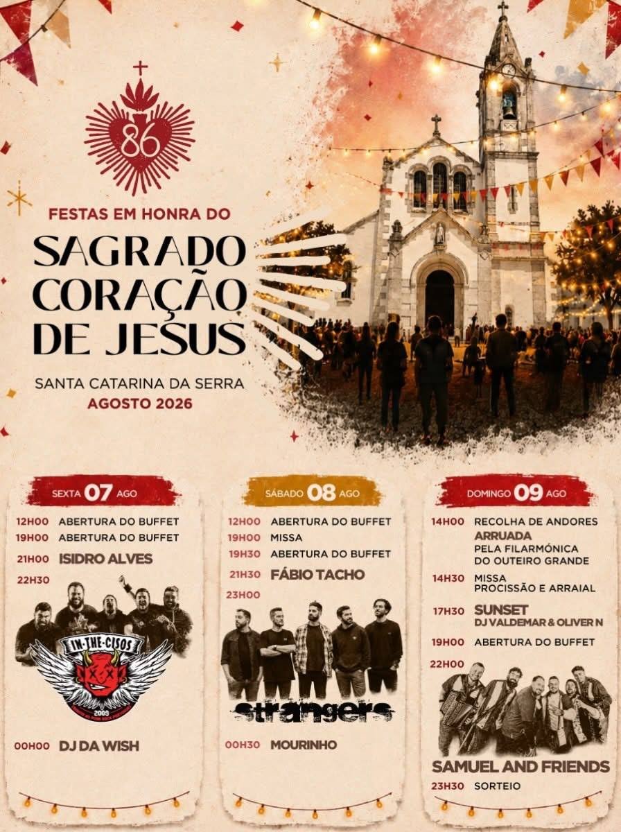 Cartaz Festas em honra do Sagrado Coração de Jesus 2026 - Santa Catarina da Serra