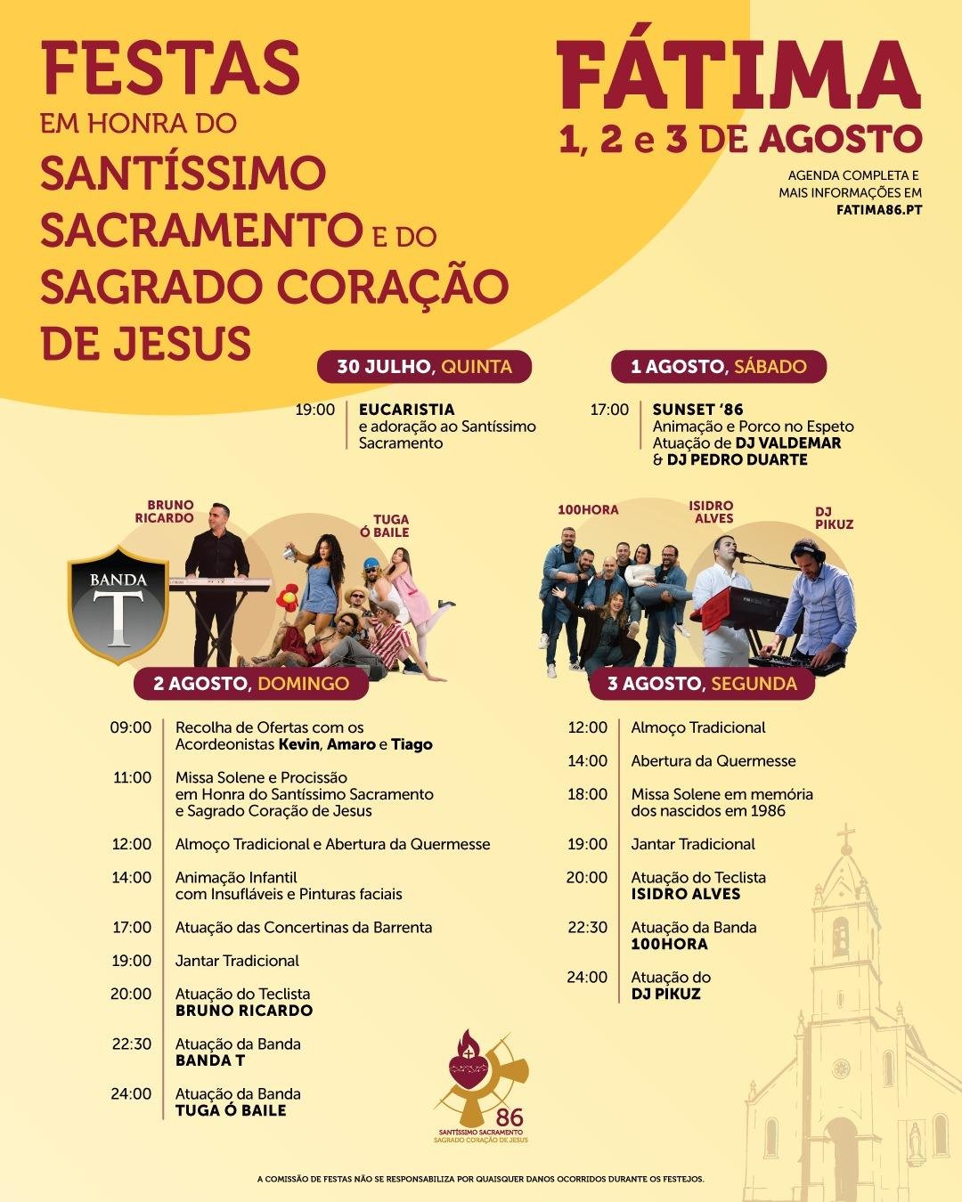 Cartaz Festas em Honra do Santíssimo Sacramento e do Sagrado Coração de Jesus 2026 - Fátima
