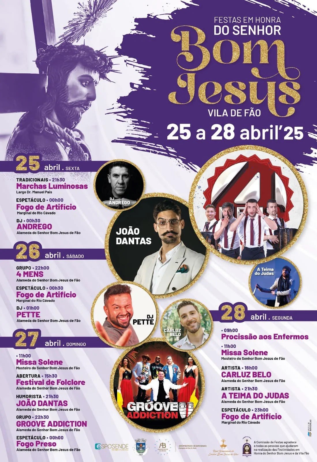 Cartaz Festas em Honra do Senhor Bom Jesus 2025 - Vila de Fão