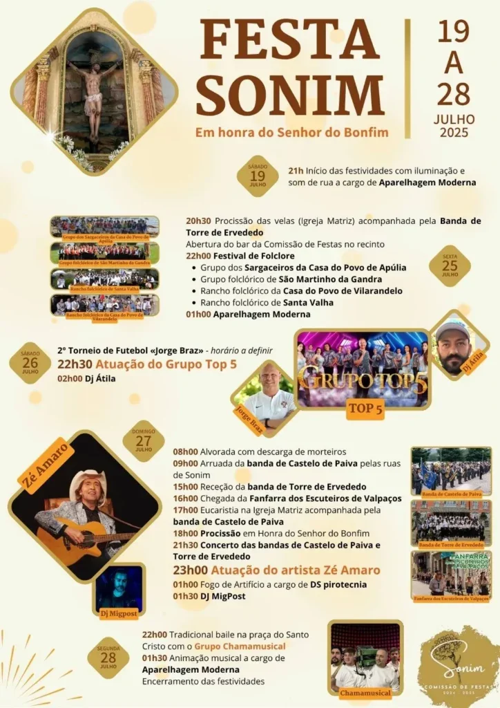 Cartaz Festas em Honra do Senhor do Bonfim 2025 - Sonim
